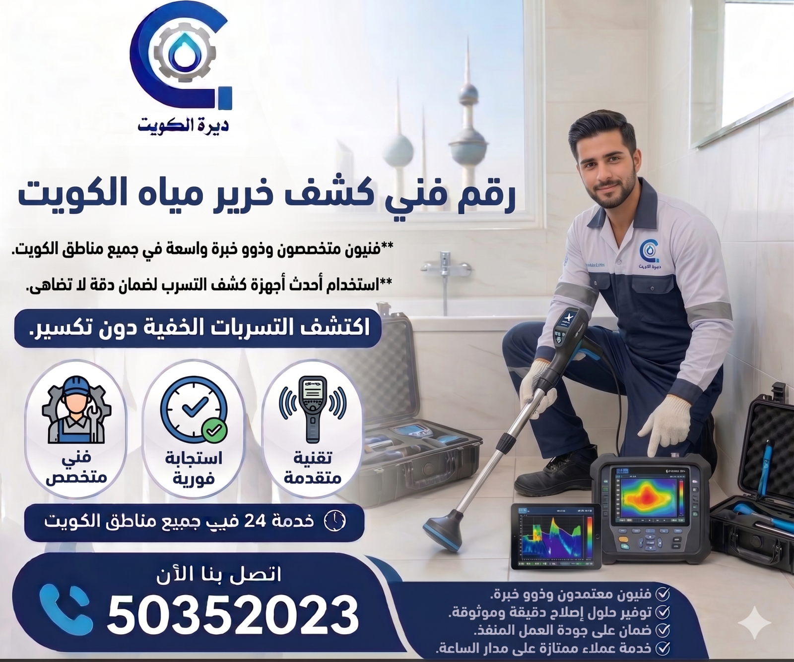 رقم فني كشف خرير مياه الكويت رقم فني كشف خرير مياه الكويت